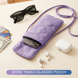 GS8003 Quilted Glasses Pouch with Strap — Soft Protection Crossbody Case