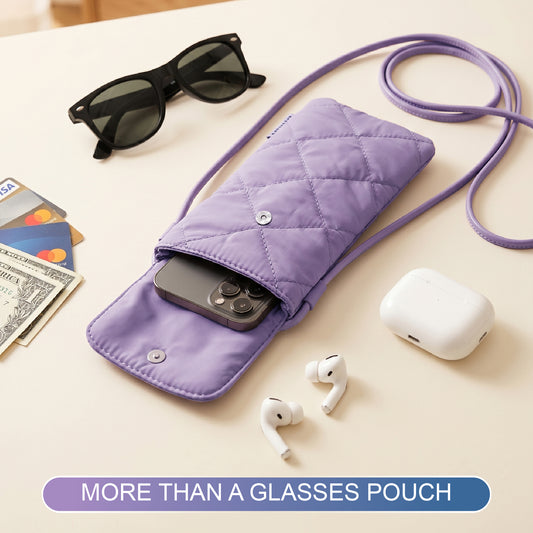 GS8003 Quilted Glasses Pouch with Strap — Soft Protection Crossbody Case